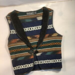 Neo Nostalgia women's vest with a southwestern Aztec  pattern Tapestry Sz M